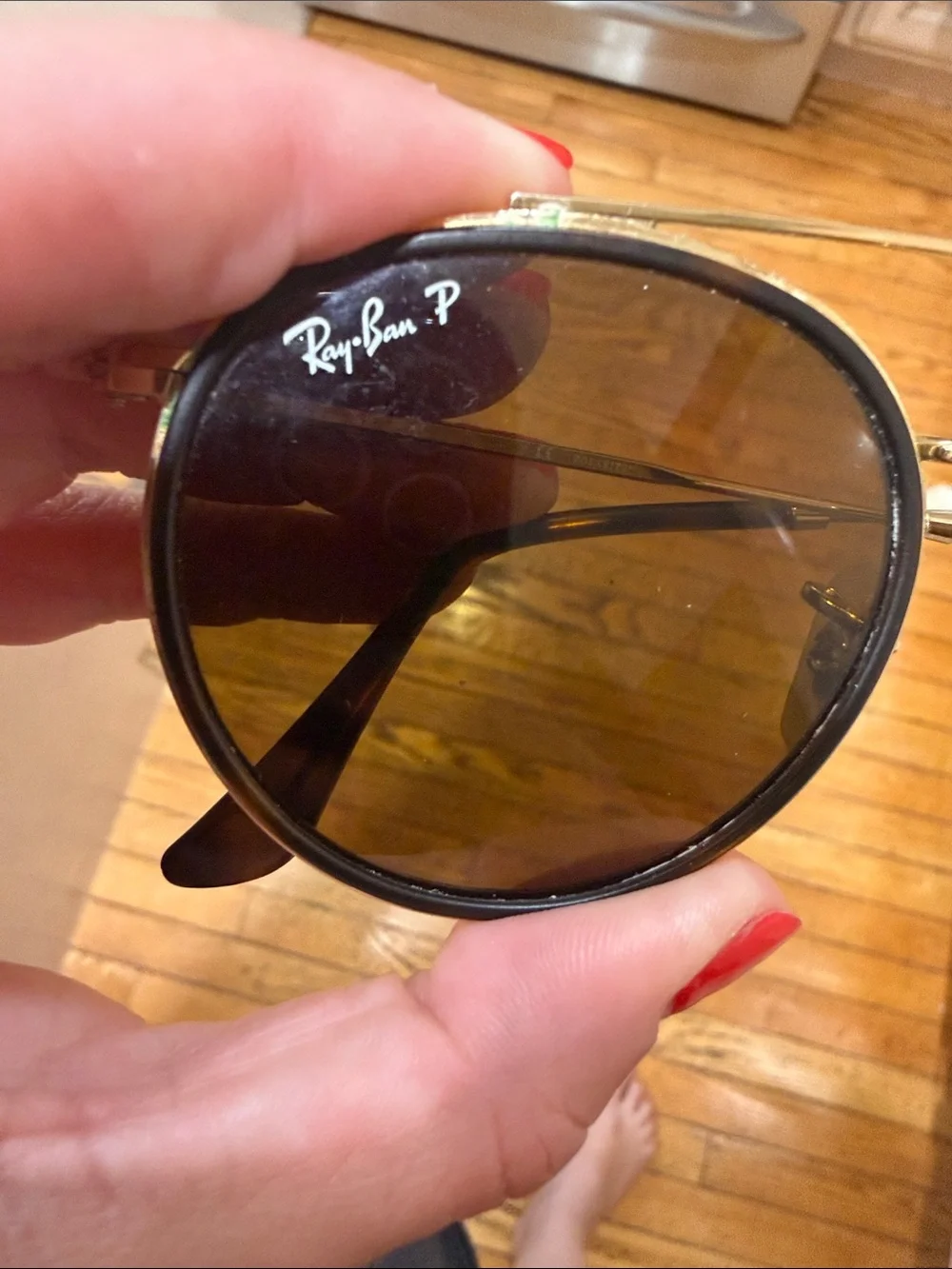 Ray-Ban Gold Frame Sunglasses with Brown Lenses